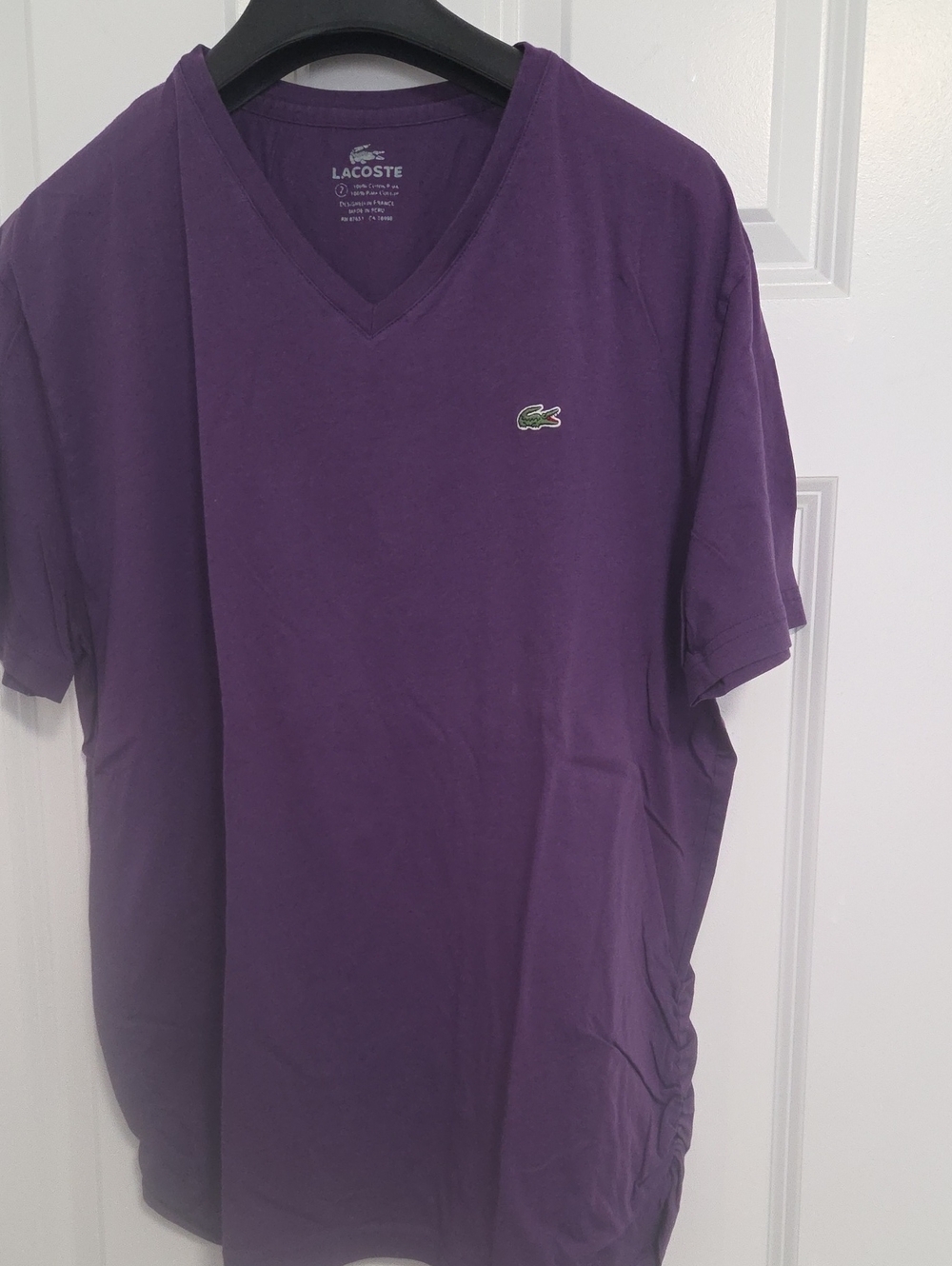 Lacoste Men's Pima Cotton V-Neck T-Shirt Purple Large